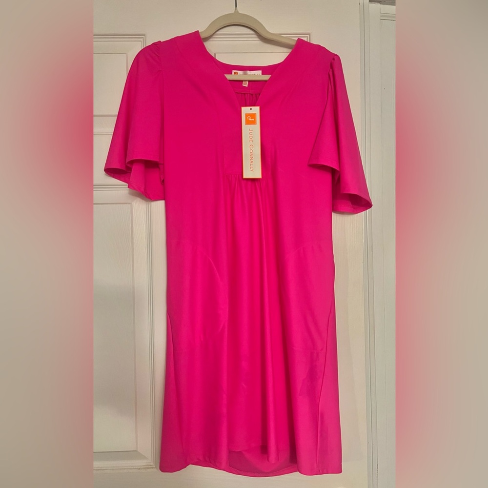 NWT Jude Connally “Willa” Fuchsia/Spring Pink Short Sleeve Dress